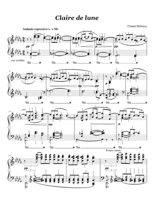 clair de lune【4年下社会11-18、5年上社会11-19回】 Clair de lune – Claude Debussy -ensemble Sheet Music for