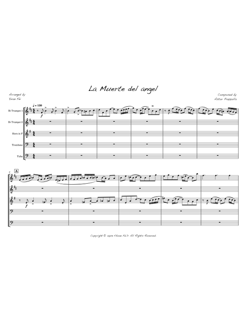 La Muerte del angel (Arr. Yuan Fei) - Astor Piazzolla (Brass Ensemble)
