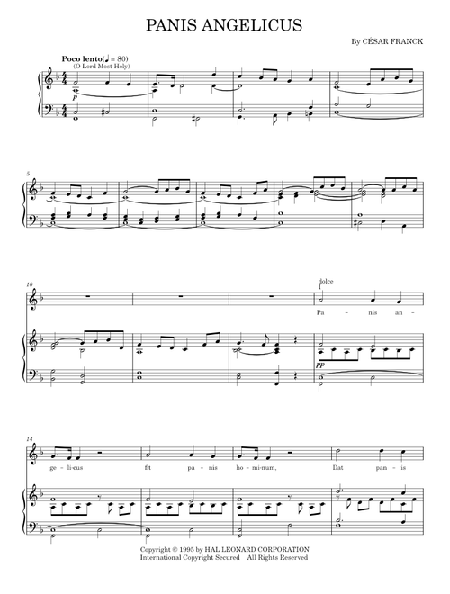 Mass, Op.12, No.5 (Panis Angelicus) - César Franck (Piano Vocal)