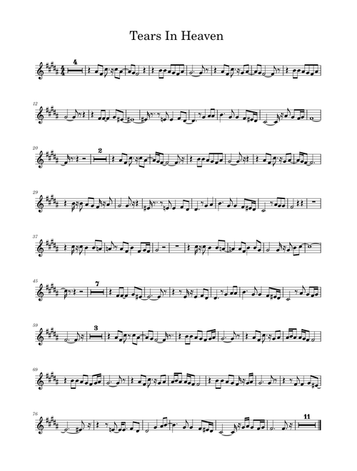 Tears in heaven alto sax solo