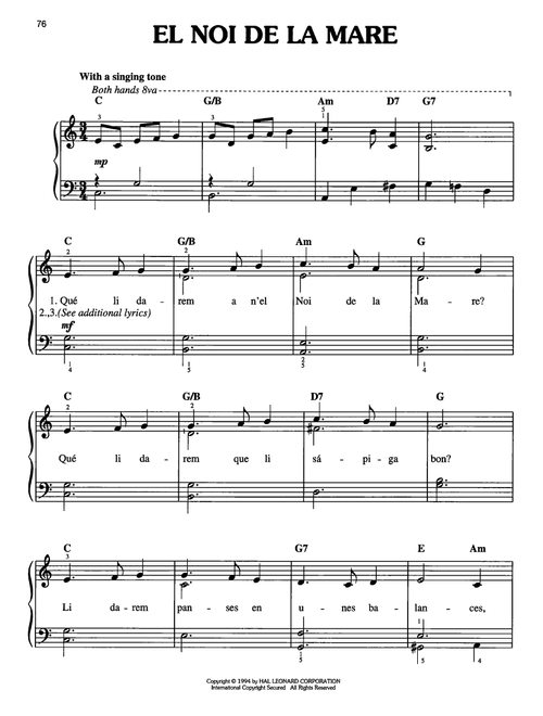El Noi De La Mare (The Son Of Mary) - Traditional Catalan Carol (Easy Piano)
