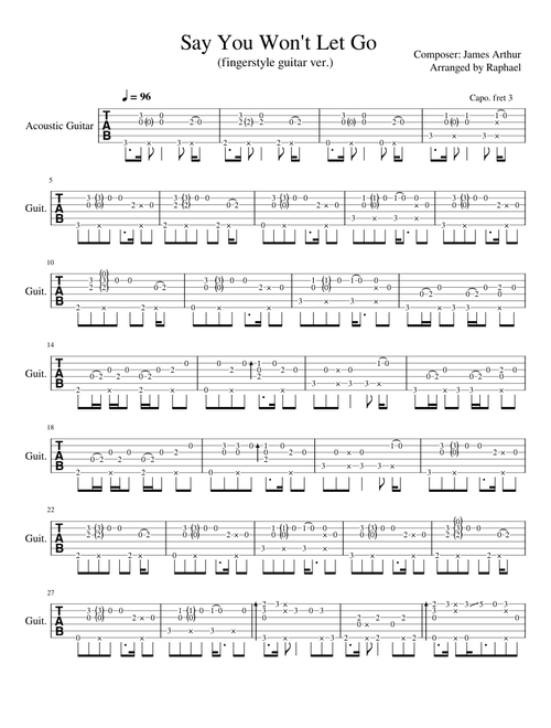 Say You Won't Let Go (fingerstyle guitar arr.)