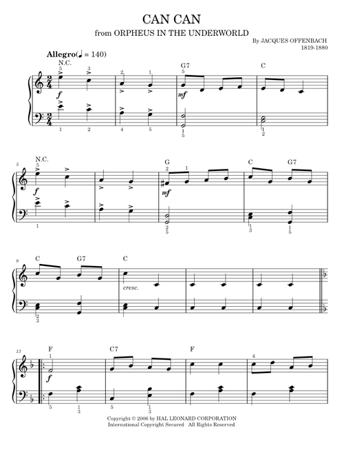 Can-Can - Jacques Offenbach (Easy Piano)