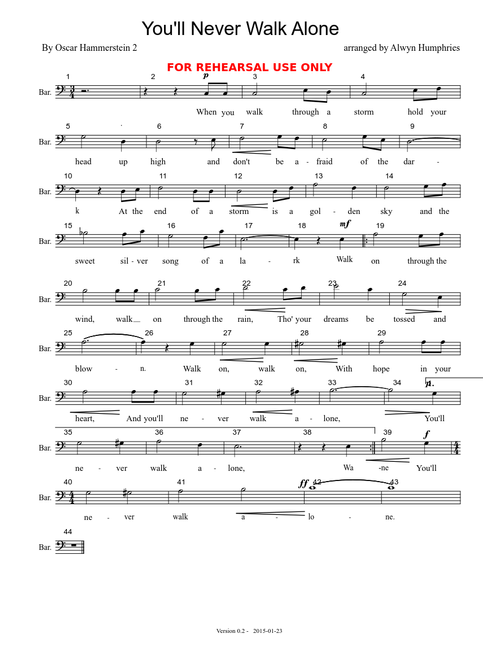 You'll Never Walk Alone - MVC - Baritone part
