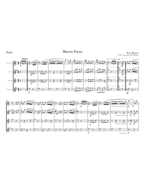 Mozart - Marcia Turca (Sax Quartet)