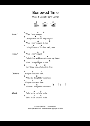 Play Official version of Borrowed time Sheet Music by John