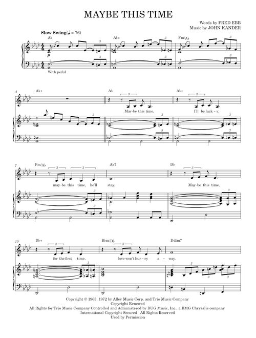 Maybe This Time - Fred Ebb, John Kander (Piano Vocal)