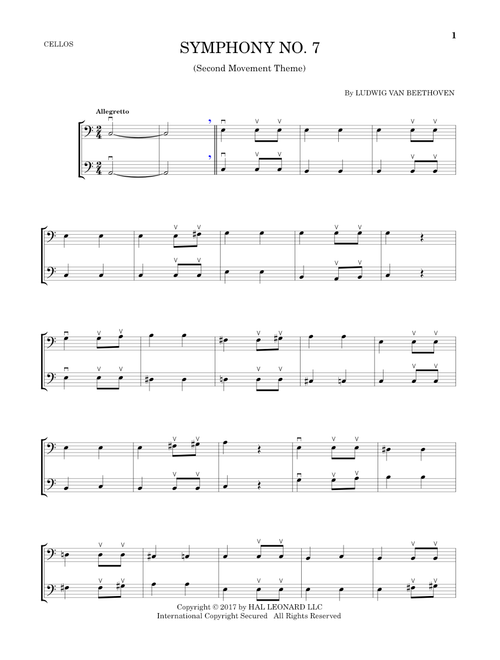 Symphony No. 7 In A Major, Second Movement (Allegretto) - Ludwig Van Beethoven (Cello Duet)