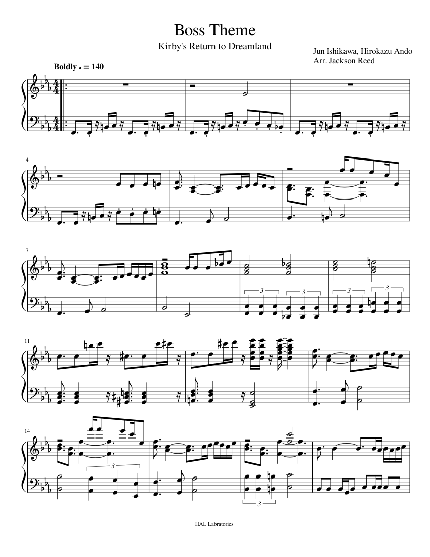 Boss Theme from Kirby's Return to Dreamland Sheet music for Piano (Solo) |  