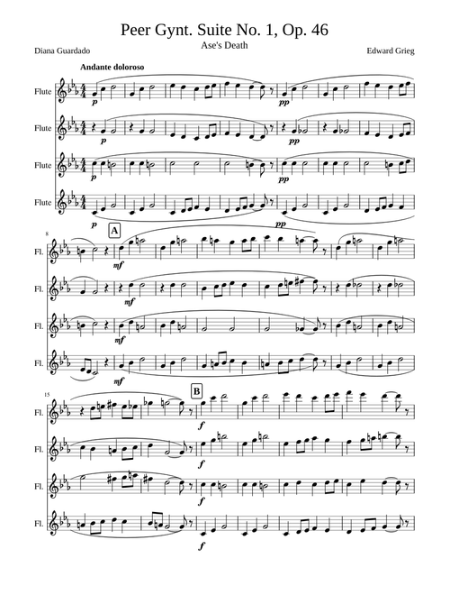 Peer Gynt: Ase's Death for Flute Quartet