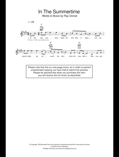 In The Summertime - Mungo Jerry (Ukulele)