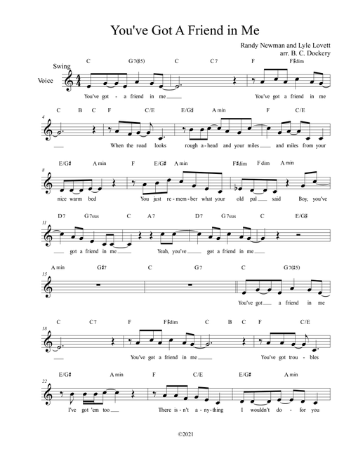 You've Got A Friend In Me (Arr. B. C. Dockery) - Randy Newman And Lyle Lovett (Large Ensemble)