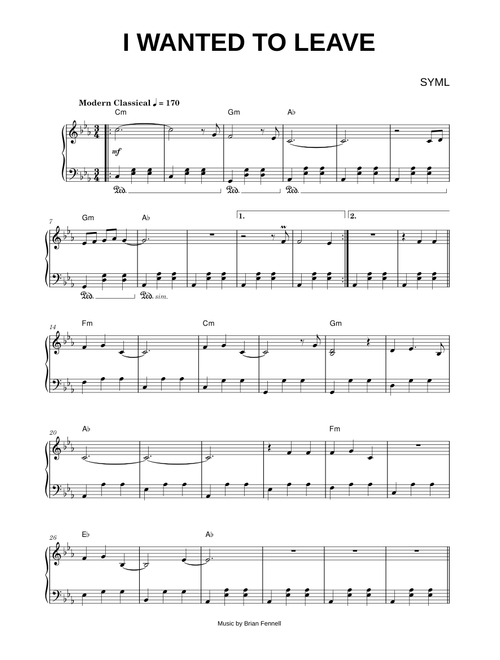 I Wanted To Leave - SYML (Piano)
