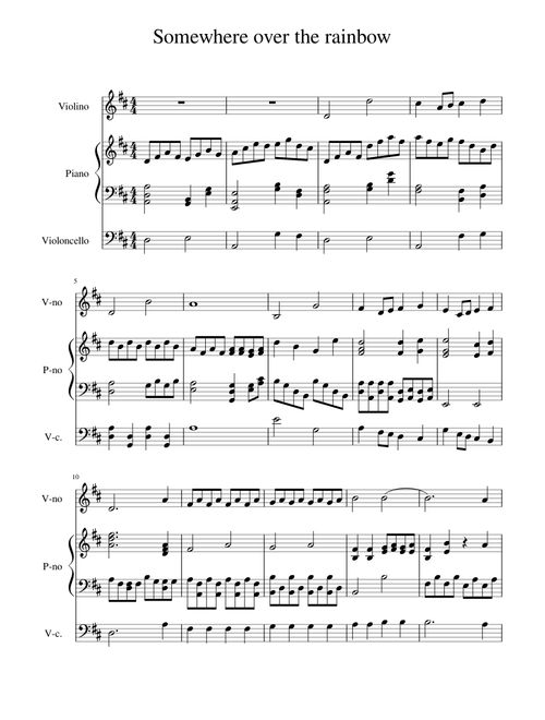 Somewhere over the rainbow for Violin, Piano and Cello
