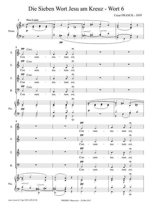 Die sieben Worte Jesu Christi am Kreuz, Wort 6 by César Franck