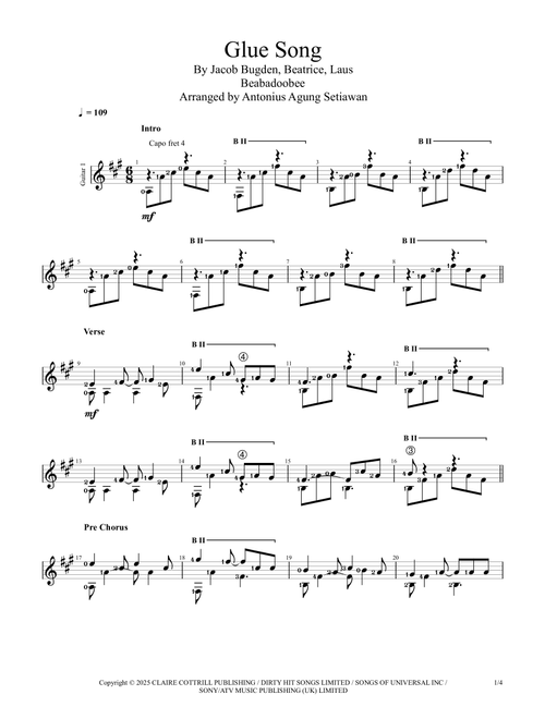 Glue Song (Arr. Antonius Agung Setiawan) - Beabadobee (Solo Guitar)