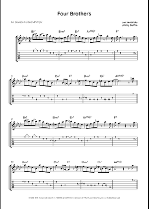 Four Brothers (guitar melody) Sheet Music and Tab with Chords for