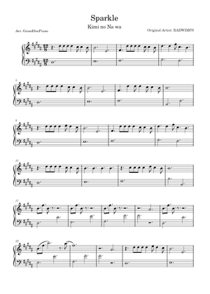 Kimi no na wa OST - RADWIMPS Sheet Music for Piano (Solo) | MuseScore.com