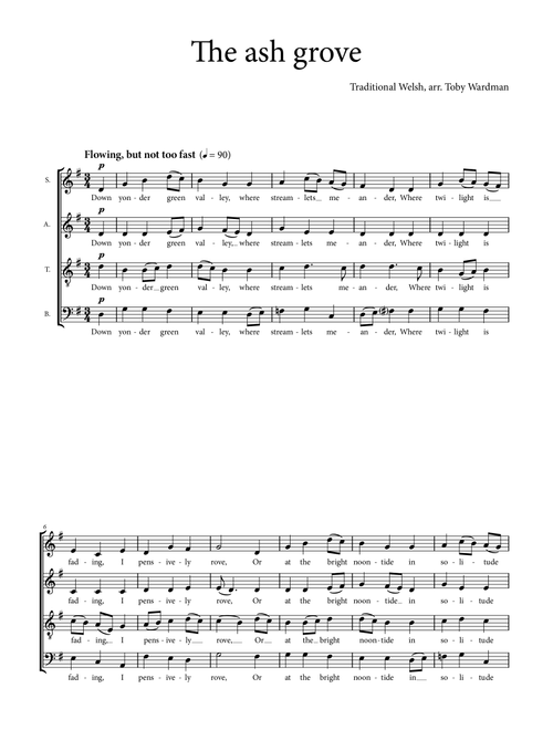 The ash grove (Arr. Toby Wardman) - Traditional Welsh Folk Song (Choral, SATB)