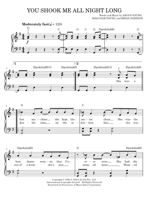 You shook me all night long - AC/DC (Easy Piano)