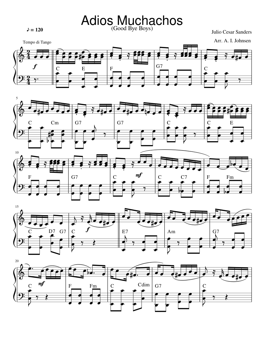 Adios Muchachos Sheet music for Piano (Solo) | Musescore.com