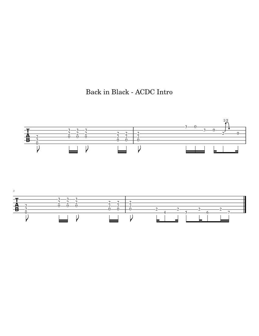 Back in black AC/DC AC/DC Back In Black Intro Tablature Sheet music