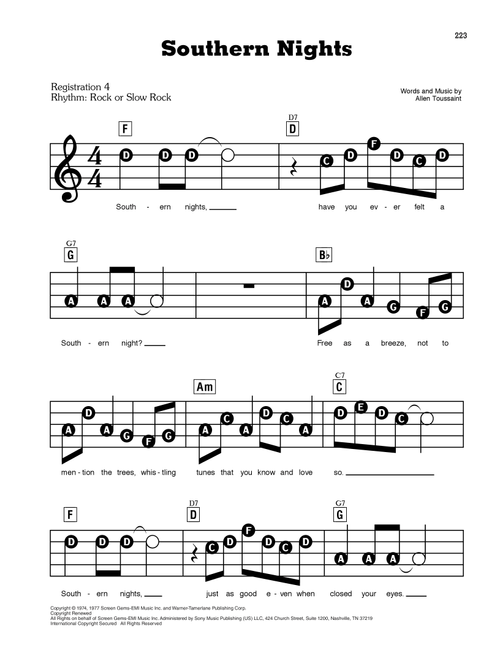 Southern Nights - Glen Campbell (E-Z Play Today)