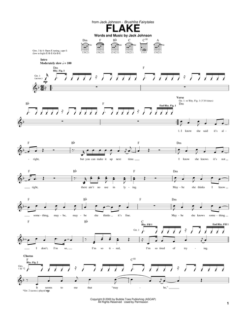 Flake - Jack Johnson (Guitar Tab)