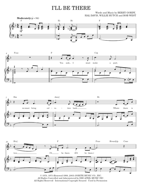 I'll Be There - Mariah Carey, The Jackson 5 (Piano-Vocal-Guitar)
