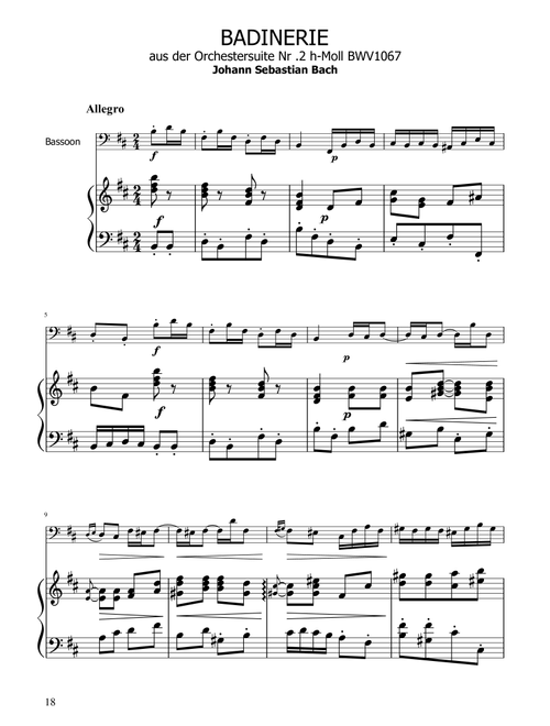 Badinerie - J.S Bach - BWV 1067 - Bassoon Solo w/ Piano (Arr. Ygor Nunes) - Johann Sebastian Bach (Bassoon and Piano)