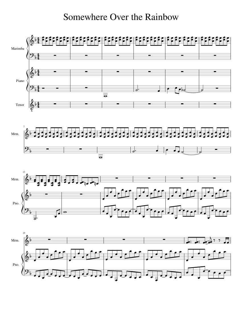 Somewhere Over the Rainbow Ensemble Finale Sheet music for Piano, Tenor