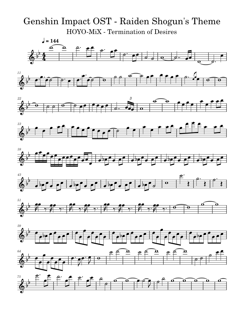 Genshin Impact OST Raiden Shogun's Theme Sheet music for Flute (Solo