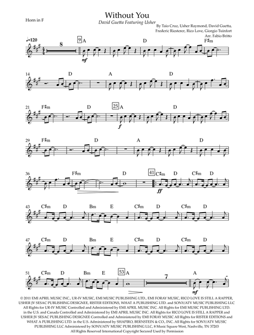 Without You (Arr. Fabio Britto) - David Guetta Featuring Usher (French Horn Solo)
