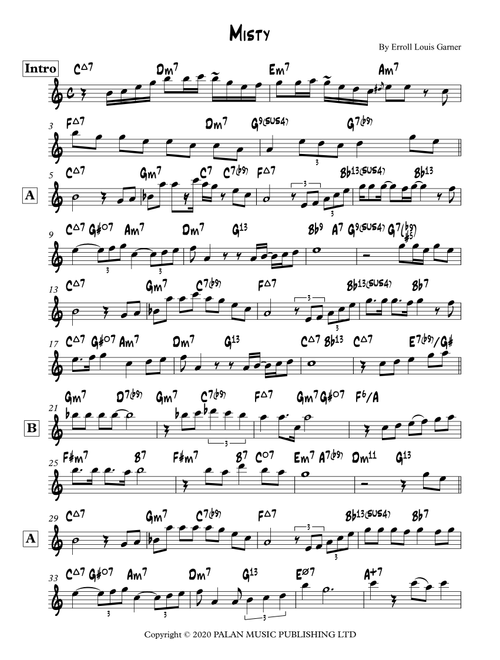 Misty (Arr. Lef Germenlis) - Erroll Louis Garner (Lead Sheet - Fake Book)