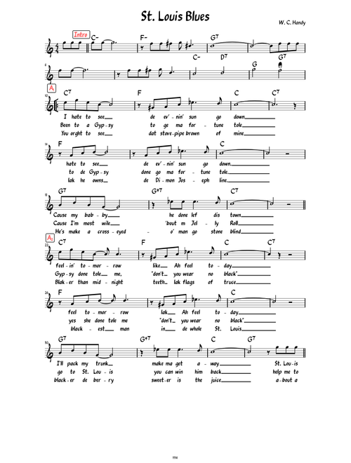 St. Louis Blues (lead sheet and lyrics)