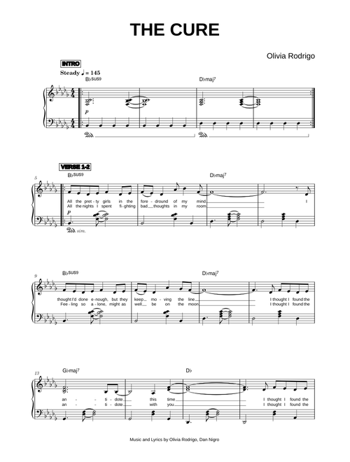 The cure - Olivia Rodrigo (Piano)