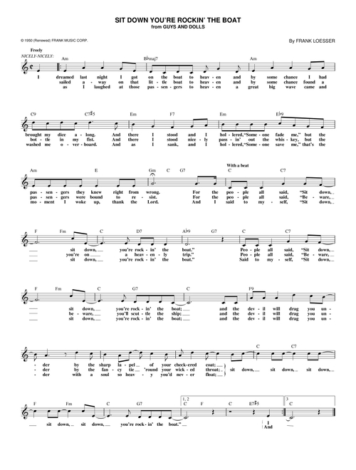 Sit Down You're Rockin' The Boat - Frank Loesser (Lead Sheet - Fake Book)