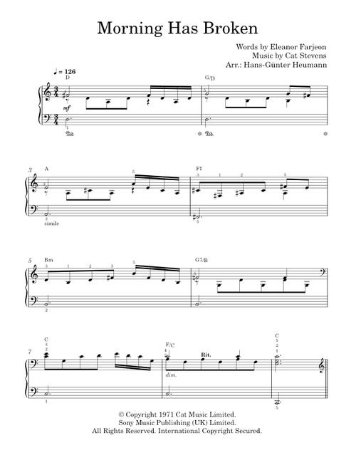 Morning has broken - Cat Stevens (Easy Piano)