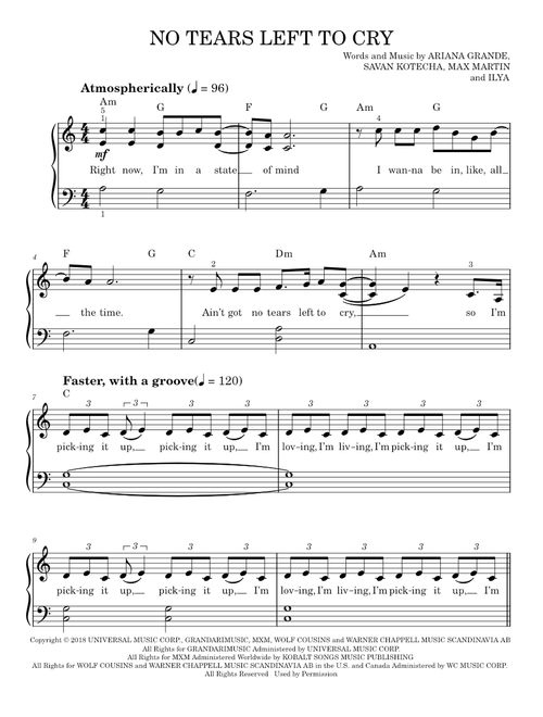 No Tears Left To Cry - Ariana Grande (Easy Piano)