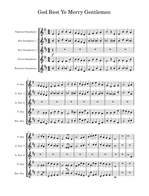 God rest ye merry gentlemen – Pentatonix God Rest Ye Merry Gentlemen for Saxophone quintet