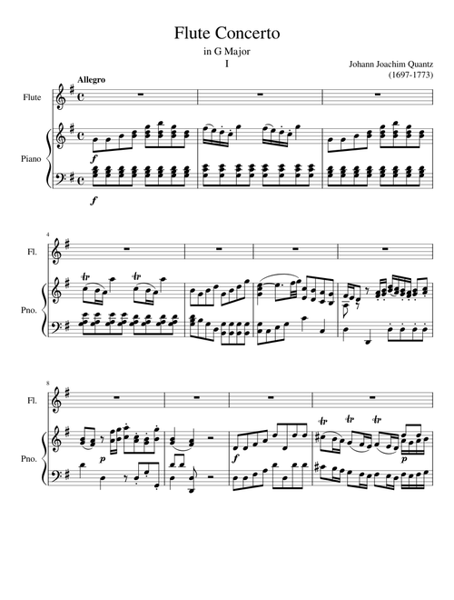 Quantz's Flute Concerto in G Major 1st Movement Only
