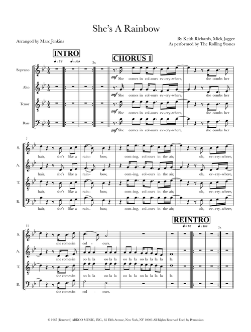 She's A Rainbow (Arr. Marc Jenkins) - The Rolling Stones (Choral, SATB)