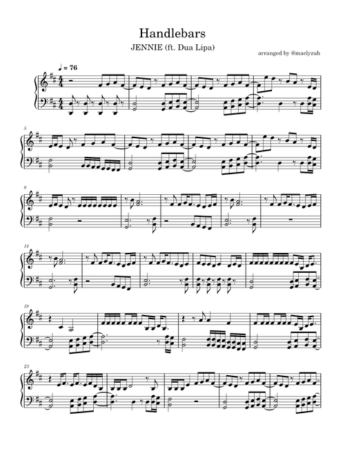 Handlebars - JENNIE ft. Dua Lipa (Piano)