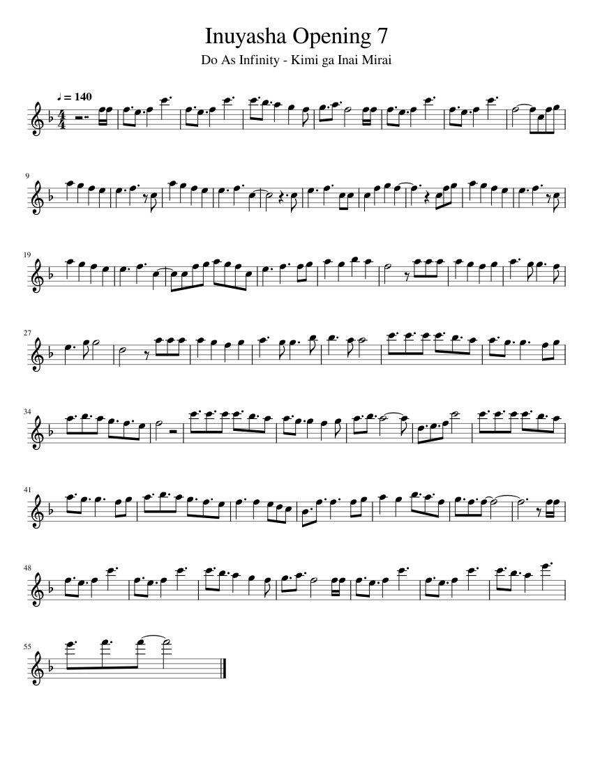 Inuyasha Opening 7 Sheet Music for Flute (Solo) | MuseScore.com