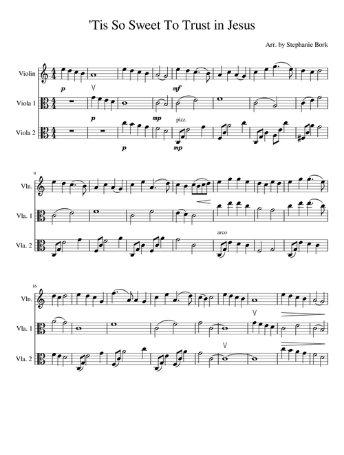 'Tis So Sweet to Trust in Jesus (Arr. Stephanie Bork) - William J. Kirkpatrick (String Ensemble)