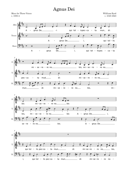 Mass for Three Voices; Agnus Dei – William Byrd Mass for Three Voices: Agnus Dei