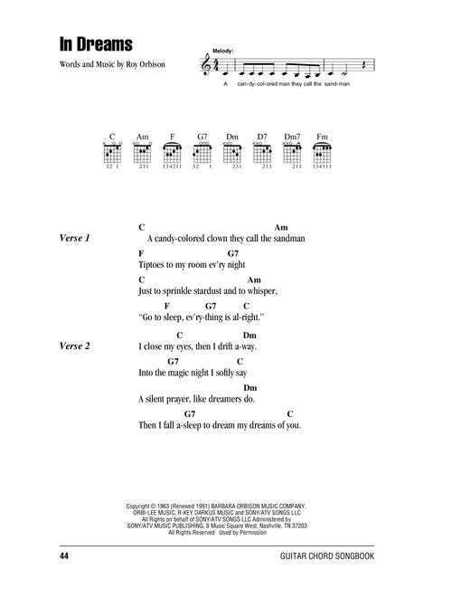 In Dreams - Roy Orbison (Guitar Chords-Lyrics)