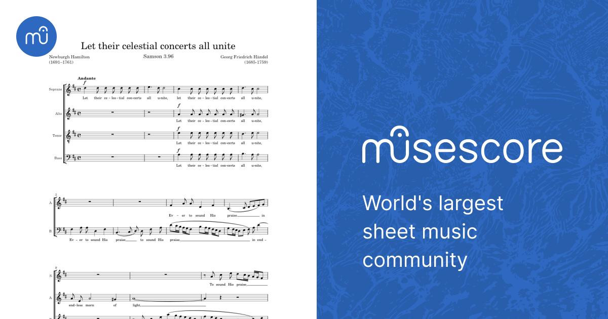 Samson, 3.96 Let their celestial concerts all unite - Händel Sheet