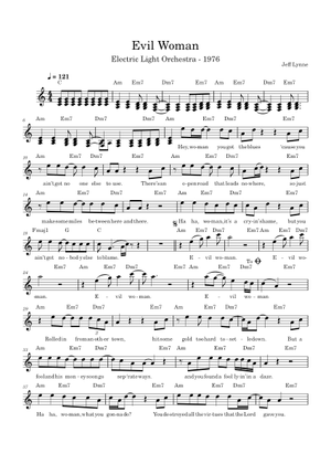 Jeff Lynne - Evil Woman Sheet Music for Piano (Solo) | MuseScore.com