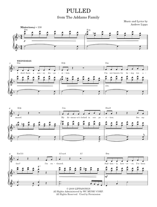 Pulled (from The Addams Family Musical) - Andrew Lippa (Piano Vocal)